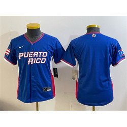 Youth Puerto Rico Baseball Blank Royal 2026 World Baseball Classic Road Stadium Stitched Baseball Jersey