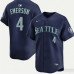 Men's Seattle Mariners #4 Colt Emerson Navy Cool Base Stitched Baseball Jersey