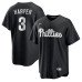 Men's Philadelphia Phillies #3 Bryce Harper Black Lights Out Limited Stitched Baseball Jersey