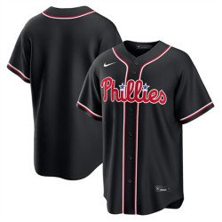 Men's Philadelphia Phillies Blank Fashion Black Out Stitched Baseball Jersey