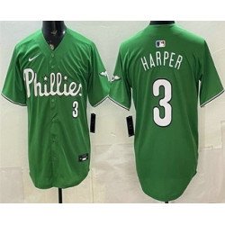 Men's Philadelphia Phillies #3 Bryce Harper Green Limited Stitched Jersey