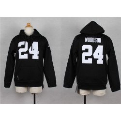 Nike Oakland Raiders #24 Charles Woodson Black Kids Hoodie