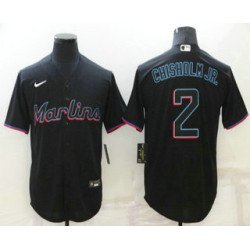 Men's Miami Marlins #2 Jazz Chisholm Jr.Black Stitched MLB Cool Base Nike Jersey