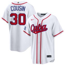 Men's Cuba Baseball #30 Josimar Cousin White 2026 World Baseball Classic Home Stadium Stitched Jersey
