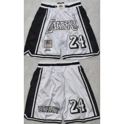 Men's Los Angeles Lakers #24 Kobe Bryant White 2026 Shorts (Run Small)
