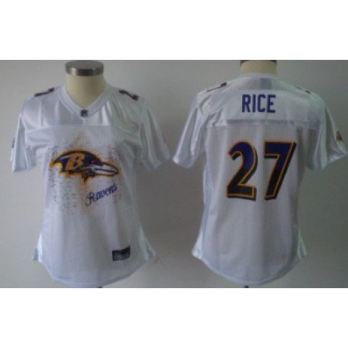 Baltimore Ravens #27 Ray Rice White Fem Fan Womens Jersey