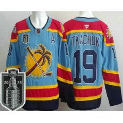 Men's Florida Panthers #19 Matthew Tkachuk Blue 2025 Stanley Cup Final Authentic Jersey