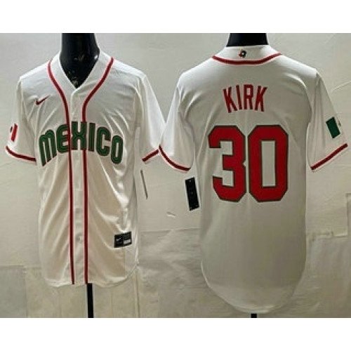 Men's Mexico #30 Alejandro Kirk White 2026 World Baseball Classic Cool Base Jersey