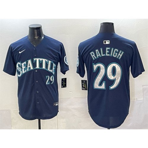Men's Seattle Mariners #29 Cal Raleigh Navy Limited Stitched jersey