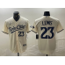 Men's Minnesota Twins #23 Royce Lewis Number Cream Cool Base Stitched Baseball Jersey