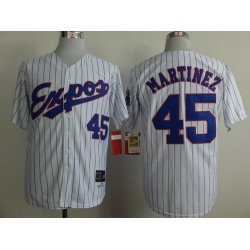 Montreal Expos #45 Pedro Martinez 1982 White Pinstripe Throwback Jersey