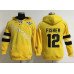 Nashville Predators #12 Mike Fisher Yellow Women's Old Time Heidi Hoodie NHL Hoodie