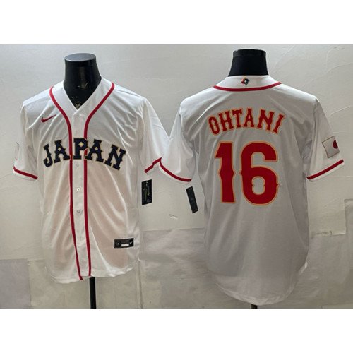 Men's Japan Baseball #16 Shohei Ohtani White 2026 World Baseball Classic Home Stadium Stitched Jersey