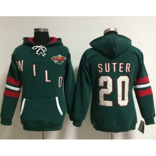 Minnesota Wild #20 Ryan Suter Green Women's Old Time Heidi NHL Hoodie