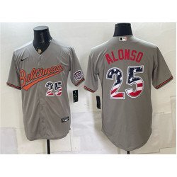 Men's Baltimore Orioles #25 Pete Alonso Gray USA 250 Fourth of July Home Stitched Baseball Jersey