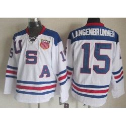 2010 Olympics USA #15 Jamie Langenbrunner White Jersey