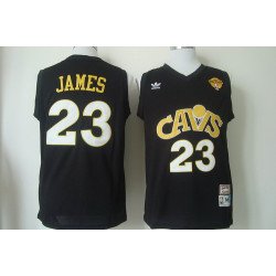 Men's Cleveland Cavaliers #23 LeBron James 2017 The NBA Finals Patch CavFanatic Black Hardwood Classics Soul Swingman Throwback Jersey