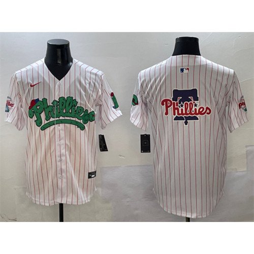 Mens Philadelphia Phillies Team Big Logo White Phanatic Limited Stitched Jersey