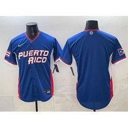 Men's Puerto Rico Baseball Blank Blue 2026 World Baseball Classic Road Stadium Stitched Jersey