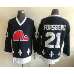 Men's Quebec Nordiques #21 Peter Forsberg White CCM Throwback Stitched NHL Jersey
