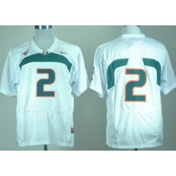 Miami Hurricanes #2 With No Name White Jersey
