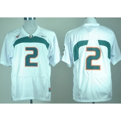 Miami Hurricanes #2 With No Name White Jersey