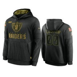 Men's Las Vegas Raiders Custom Black 2020 Salute To Service Sideline Performance Pullover Hoodie