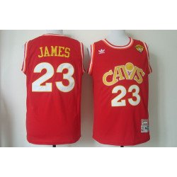Men's Cleveland Cavaliers #23 LeBron James 2017 The NBA Finals Patch CavFanatic Red Hardwood Classics Soul Swingman Throwback Jersey
