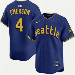 Men's Seattle Mariners #4 Colt Emerson Royal 2025 Cool Base Stitched jersey