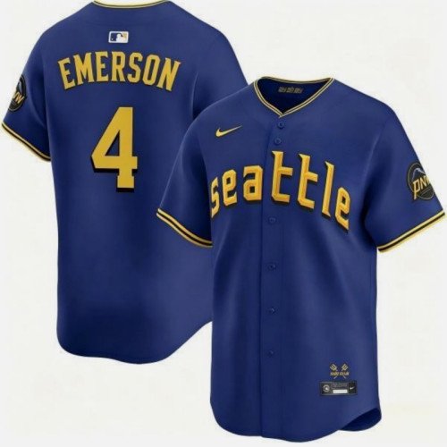 Men's Seattle Mariners #4 Colt Emerson Royal 2025 Cool Base Stitched jersey