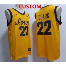 Men's Iowa Hawkeyes Custom Yellow Stitched Jersey