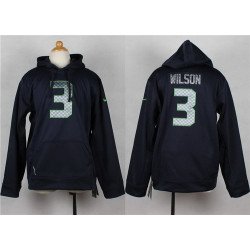 Nike Seattle Seahawks #3 Russell Wilson Navy Blue Kids Hoodie