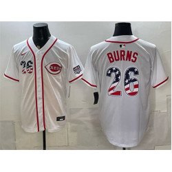 Men's Cincinnati Reds #26 Chase Burns White 2026 USA 250 Fourth of July Home Stitched Jersey