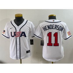 Youth USA Baseball #11 Gunnar Henderson White 2026 World Baseball Classic Home Stadium Stitched Baseball Jersey
