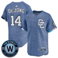 Men's Washington Nationals #14 Paul DeJong Blue 2025 City Connect Limited Stitched Baseball Jersey