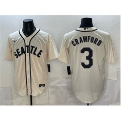 Men's Seattle Mariners #3 J.P. Crawford Cream With Name Alternate Stitched Baseball Jersey