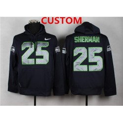 Custom Nike Seattle Seahawks Navy Blue Hoodie