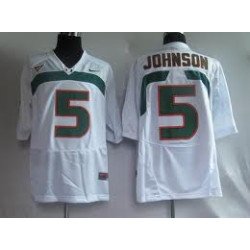 Miami Hurricanes #5 Johnson White Jersey