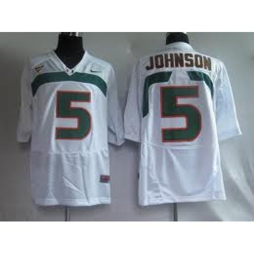 Miami Hurricanes #5 Johnson White Jersey
