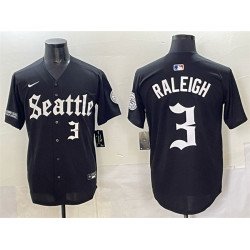 Men's Seattle Mariners #3 Cal Raleigh Black 'Deep Sea Gothic Edition' Vapor Premier Limited Stitched Baseball Jersey