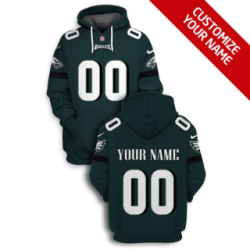 Men's Philadelphia Eagles Active Player Dark Green Custom 2021 Pullover Hoodie