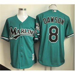 Men's Miami Marlins #8 Andre Dawson Teal Throwback Stitched Baseball Jersey