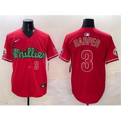 Men's Philadelphia Phillies #3 Bryce Harper Red Phanatic Limited Stitched Jersey