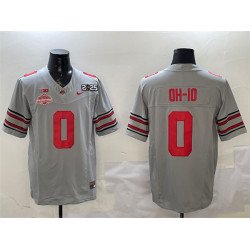 Men's Ohio State Buckeyes #0 OH-IO Grey 2025 CFP Final With National Champions Patch F.U.S.E. Vapor Limited Stitched Football Jersey