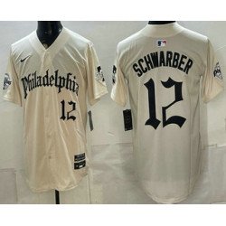 Men's Philadelphia Phillies #12 Kyle Schwarber Cream Gothic Vapor Limited Stitched Jersey