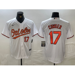 Men's Baltimore Orioles #17 Colton Cowser Number White Cool Base Stitched Jersey