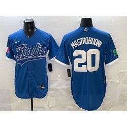 Men's Italy Baseball #20 Miles Mastrobuoni Blue 2026 World Baseball Classic Home Stadium Stitched Jersey