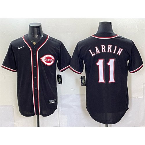 Men's Cincinnati Reds #11 Barry Larkin 2026 Fashion Replica Black Out Stitched Baseball Jersey