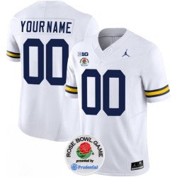 Men's Michigan Wolverines ACTIVE PLAYER Custom 2023 F.U.S.E. White Rose Bowl Patch Stitched Jersey