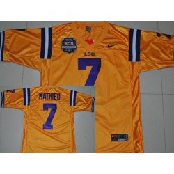 LSU Tigers #7 Tyrann Mathieu 2012 BCS Bowl Yellow Jersey